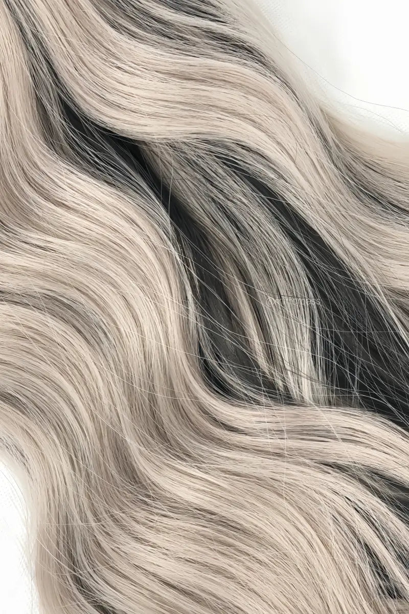 Long Curly Wig with Silver base and black Long Curly Wig with Silver base and black streak