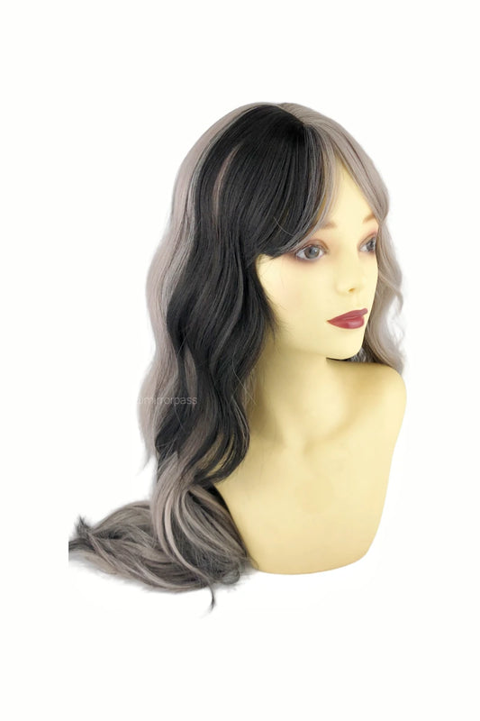 26-Inch Black Root to Pink Ombre Synthetic Wig