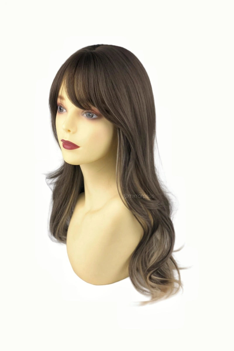 26-Inch Caramel and Black Curly Synthetic Wig