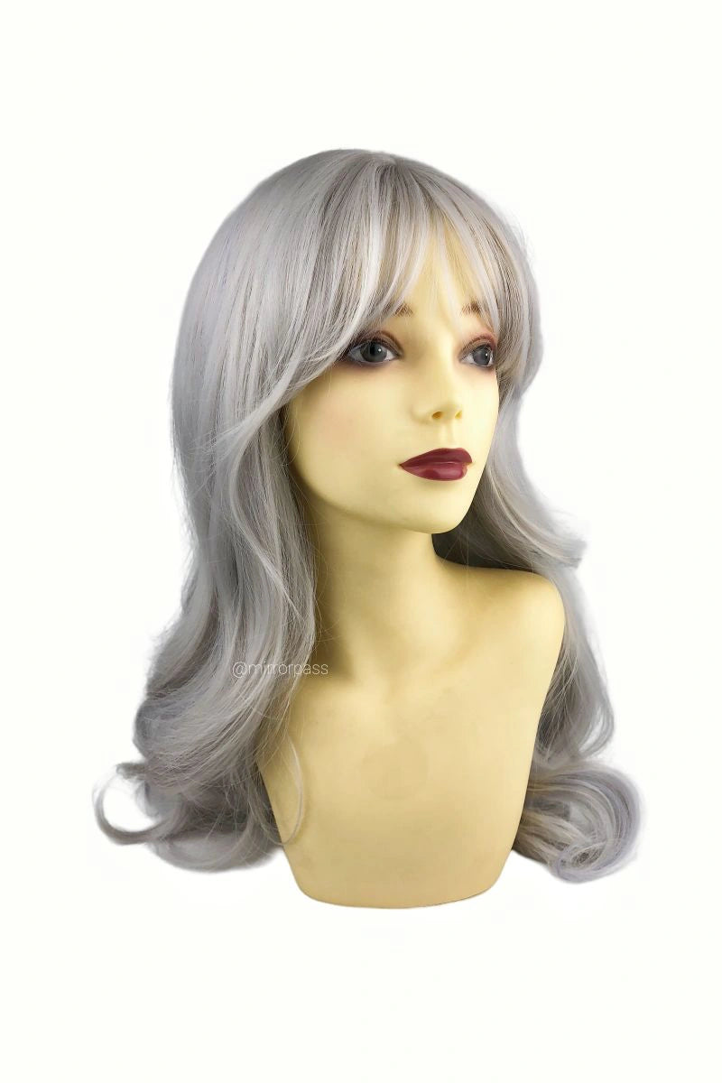 26-Inch Silver and Baby Blue Ombre Synthetic Wig