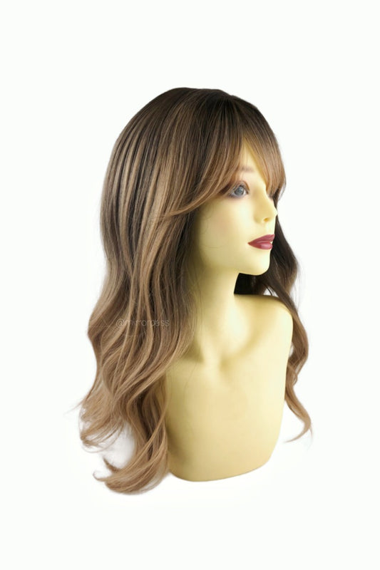 26-Inch Caramel and Black Ombre Synthetic Wig