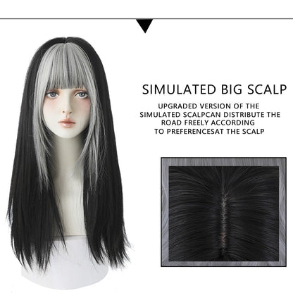 Silver bangs Jennie long bob | rose cap heat resistant wig